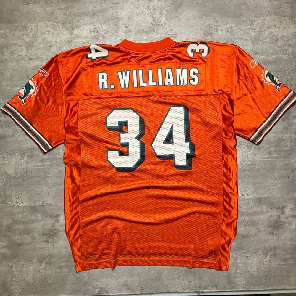 Reebok Miami Dolphins Jersey Large Orange Ricky Williams 34 NFL Equipment